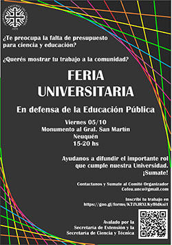 FERIA UNIVERSITARIA DEL COMAHUE "EN DEFENSA DE LA EDUCACIÓN PÚBLICA"